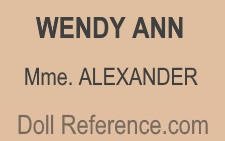 Alexander doll mark Wendy Ann Mme. Alexander