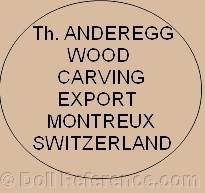 Th. Anderegg Wood Carving Export Montreux Switzerland doll mark