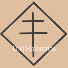 Celluloid doll mark diamond with a cross with double lines, possibly Japan