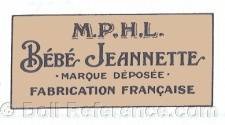 Jeanne Cortot doll mark M.P.H.L. Bébé Jeannette, Marque Deposèe, Fabrication Française