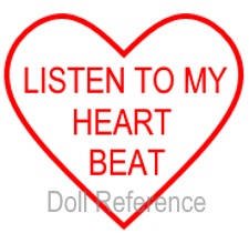 DeSoto doll mark Listen to my heart beat insiide a heart symbol