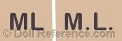 Emell Toy Manufacturing Company doll mark ML, M.L.