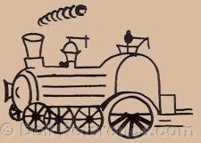 E. Escher Jr. doll mark locomotive, train symbol