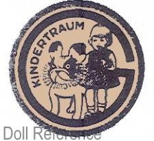 Otto Gans doll trade mark Kindertraum (a child's dream) with a child and bulldog symbol registered in 1930