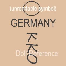German doll mark symbol Germany KKO (all bisque tiny Frozen Charlotte/Charlie dolls)