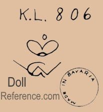 William Goebel doll mark K.L. 806 crown symbol WG Made in Bavaria stamp