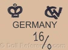 William Goebel doll mark crown symbol WG Germany 16/0
