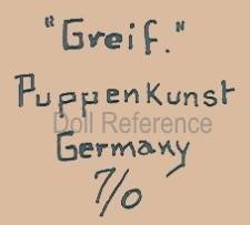 Greif Puppenkunst doll mark Germany 7/0, bisque head by Ernst Heubach
