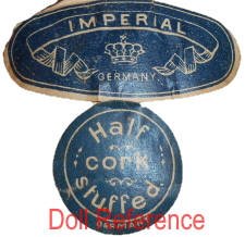 Hamburger doll mark label Imperial crown symbol Germany Half cork Stuffed
