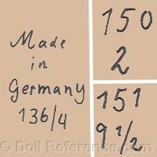 Hertel, Schwab Doll mark mold numbers 136, 150, 151