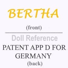 Hertwig doll mark Bertha, Patent Appd For Germany