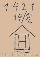 Hertwig doll mark 1421 14 1/2 house symbol