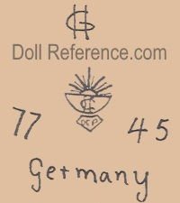 Gebrüder Heubach doll mark GH sunrise GH initials DEP 7745 Germany