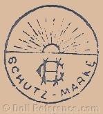 Gebruder Heubach doll mark sunburst symbol GH Schutz-marke