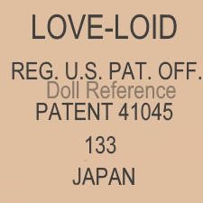 Love-Loid doll mark Reg. U.S. Pat. Off. Patent 41045 Japan