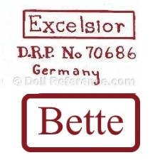 JDK Kestner doll body mark Excelsior D.R.P. No. 70686 Germany Bette or Gloriosa