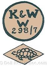 Konig & Wernicke doll mark K & WW 298 / 7 turtle symbol
