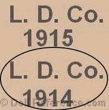 L.D. Company composition doll mark L.D. Co. 1914, L.D. Co. 1915