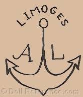 Lanternier et Cie doll mark Limoges AL anchor symbol