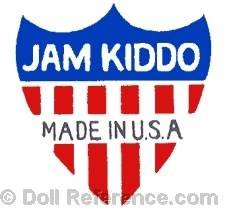 Non-Breakable Doll Company mark Jam Kiddo on red, white & blue shield Made in USA