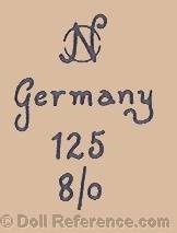 Nikolaus Oberender doll mark NO Germany 125 8/0