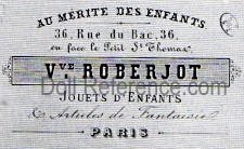 Vve. (widow) Roberjot doll mark label Au Mérite des Enfants, 36 Rue du Bac, 36 Paris