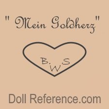 Bruno Schmidt doll mark " Mein Goldherz " (My Gold Heart), BSW inside a heart symbol