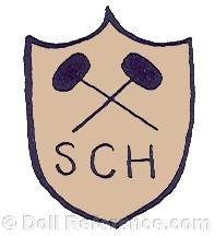 Schmitt et Fils doll mark two crossed hammers on shield SCH