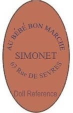 Gabrielle Simonet Au Bébé Bon Marché doll shoe mark 63 Rue De Sevres