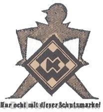 Josef Strasser art doll mark man holding a diamond symbol with MKW inside