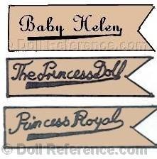 Strawbridge & Clothier doll mark Baby Helen doll, The Princess Doll, Princess Royal doll