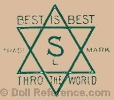 Josef Süsskind doll mark S inside a six pointed star Best is Best, trade mark Thro the World