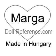 Marga Szerelemhegyi doll mark Marga inside heart symbol Made in Hungary