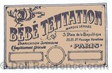 Sylvain Thalheimer & Cie doll mark label Bébé Tentation