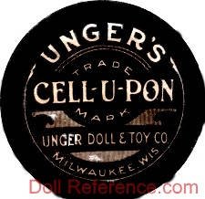 Unger Doll & Toy Company doll mark black label Unger's Cell-U-Pon trademark Milwaukee, WIS