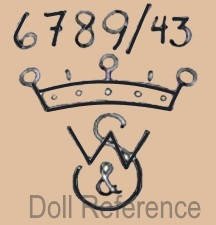 Johann Walther & Sohn doll mark 6789 / 43 crown symbol W & S intertwined