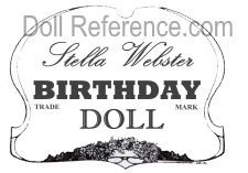 Stella Webster all bisque birthday dolls label