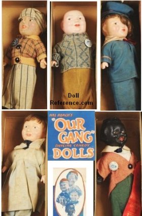 1926 Our Gang Dolls 12"; Freckles, Fatty, Jackie, Mary, Farina