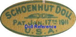 Schoenhut Doll paper label mark Schoenhut Doll Pat. Jan. 17th 1911 U.S.A.