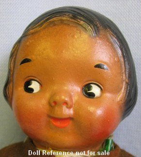 1923 Averill Black Rufus doll, same face mold as the <b>Dolly Dingle</b> doll - averill125dollydingle_indian_drayton_fa