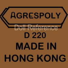 Agrespoly black doll mark D220 Made in Hong Kong