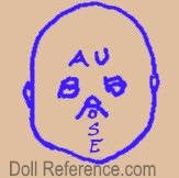 Au Bebe Rose doll mark AU BB face symbol