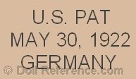 Betty Walker & Billy Walker doll mark U.S. Pat MAY, 30, 1922 GERMANY
