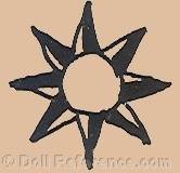 Etienne Bossuat doll mark eight pointed star symbol