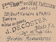 J. DeCoster doll mark F.que Fransc du Bebe Parisien 221 Boul'd Voltaire a Paris label