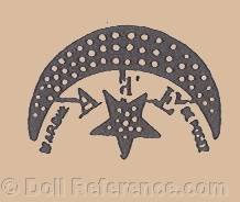 Alexandrine D'Erophine doll mark moon, A "d E star symbol