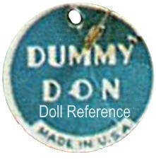ca. 1938 Freundlich Dummy Don doll tag