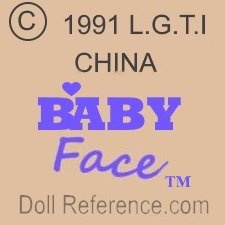 Galoob doll mark  1991 L.G.T.I. China Baby Face TM