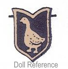 Otto Gans doll trade mark a goose symbol on a shield registered in 1924