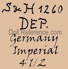 Hamburger & Co. doll mark S & H 1260 DEP. Germany Imperial 4 1/4 by Simon & Halbig